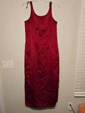 Sleek Satin Red Slip Dress